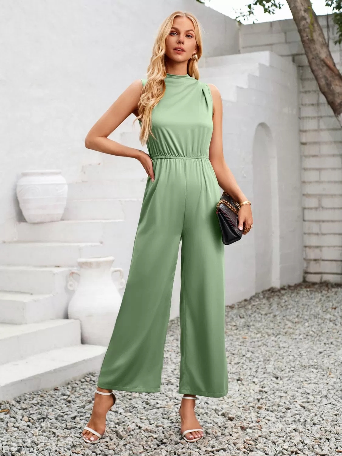 Chic Cutout Tied Wide Leg Sleeveless Jumpsuit for Women - Perfect Summer Fashion, Stylish and Comfortable One-Piece Outfit