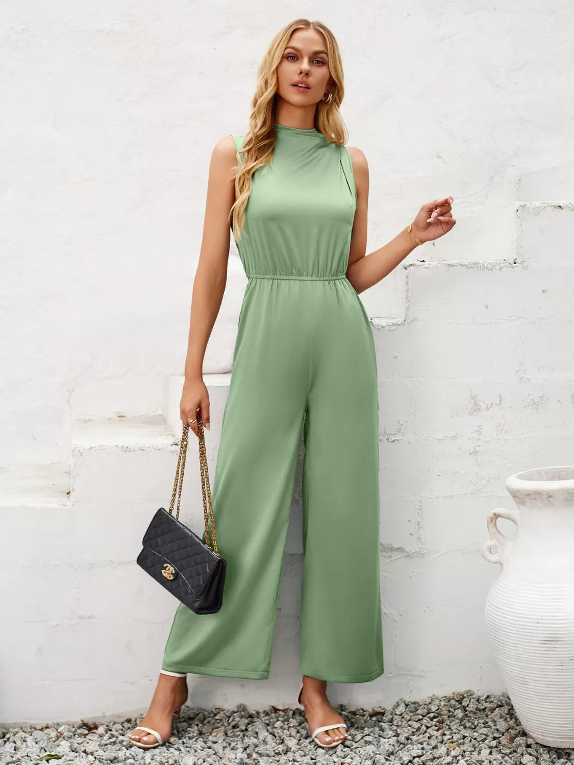 Chic Cutout Tied Wide Leg Sleeveless Jumpsuit for Women - Perfect Summer Fashion, Stylish and Comfortable One-Piece Outfit