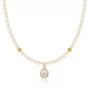 Classic Pure White Gemstone Pearl Necklace