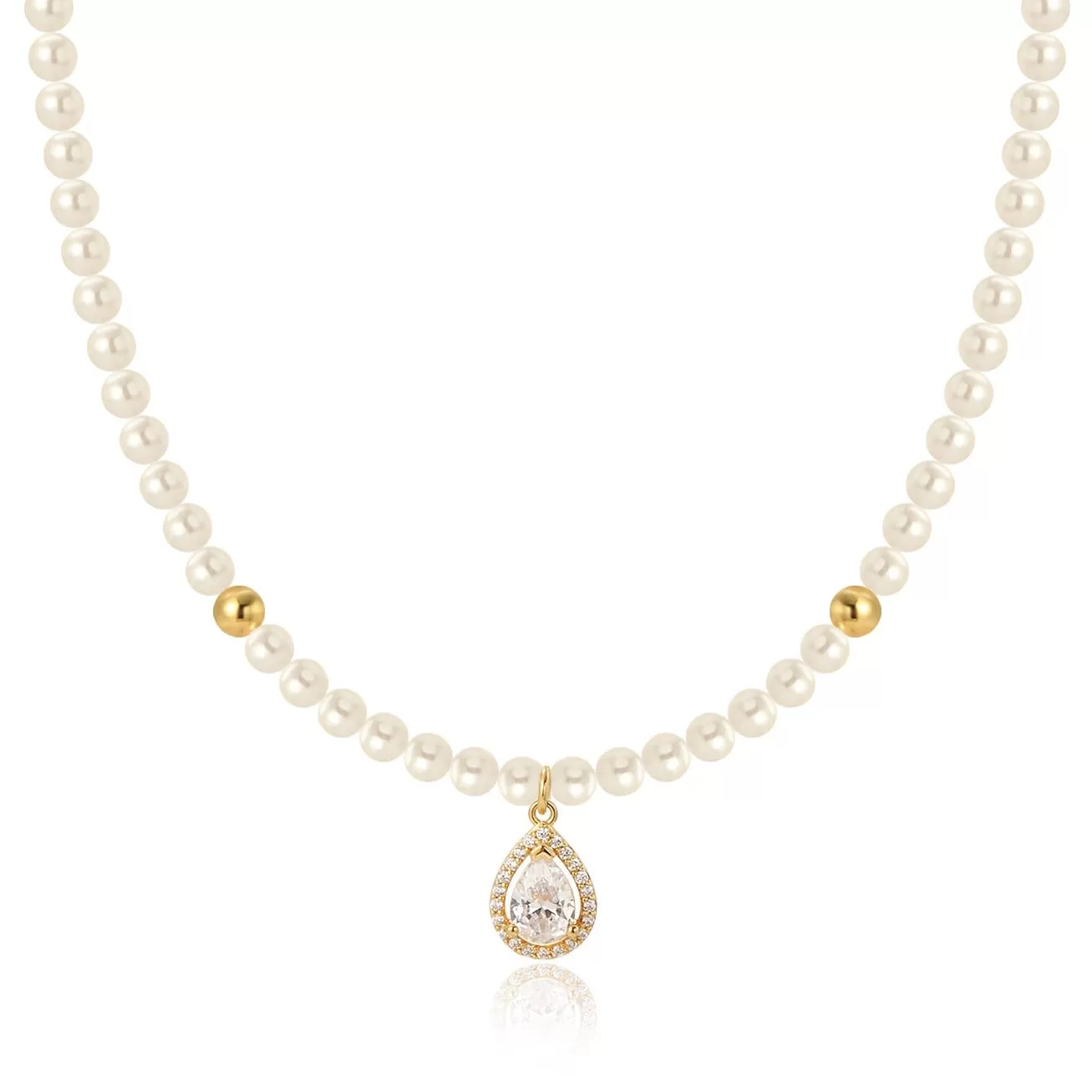 Classic Pure White Gemstone Pearl Necklace