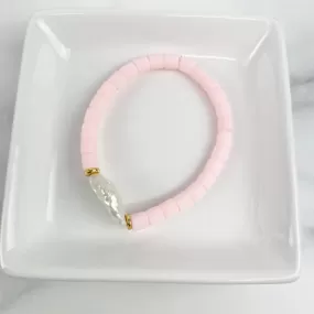 Clay Tube   FW Pearl Bracelet 6mm Light Pink