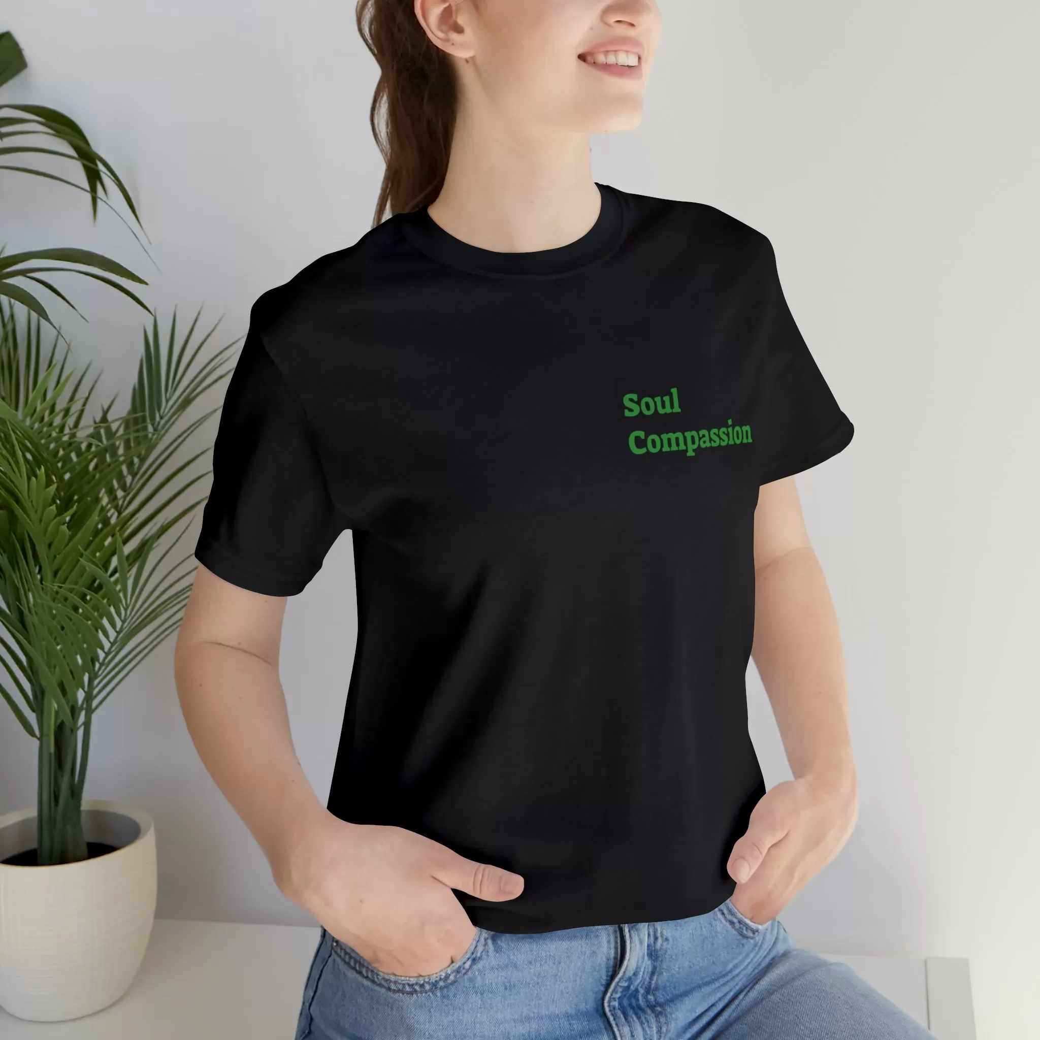 Compassion is Soul Food Unisex Jersey Short Sleeve Tee, QR Code T-shirt, Hidden Message t-shirt, Positive T-shirt