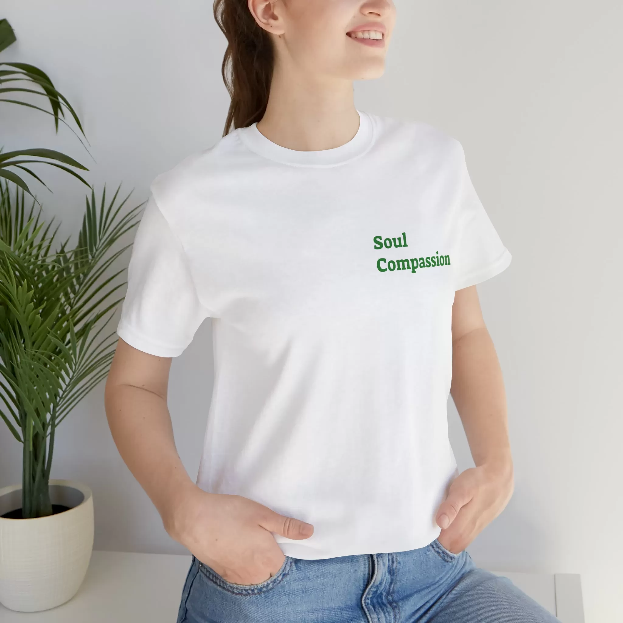 Compassion is Soul Food Unisex Jersey Short Sleeve Tee, QR Code T-shirt, Hidden Message t-shirt, Positive T-shirt