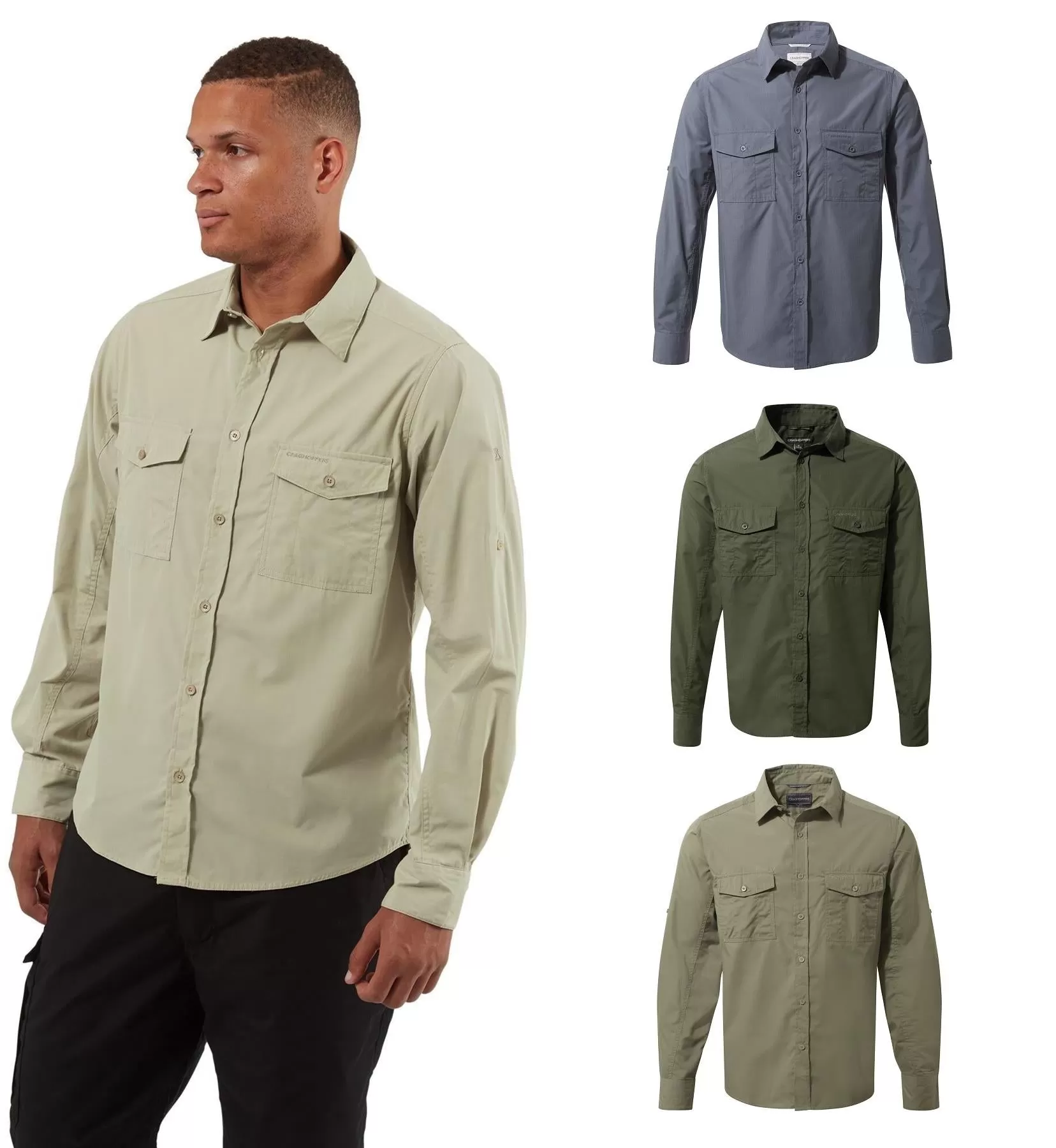 Craghoppers Mens New Kiwi Long Sleeved Shirt Walking Nosi Defence Travel