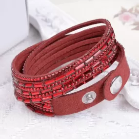 Crystal Explosion Red Snap Wrap Bracelet (or Choker Necklace)