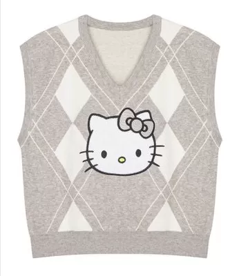 CUTE “HELLO KITTY" PASTEL PINK KNIT VEST BY9001