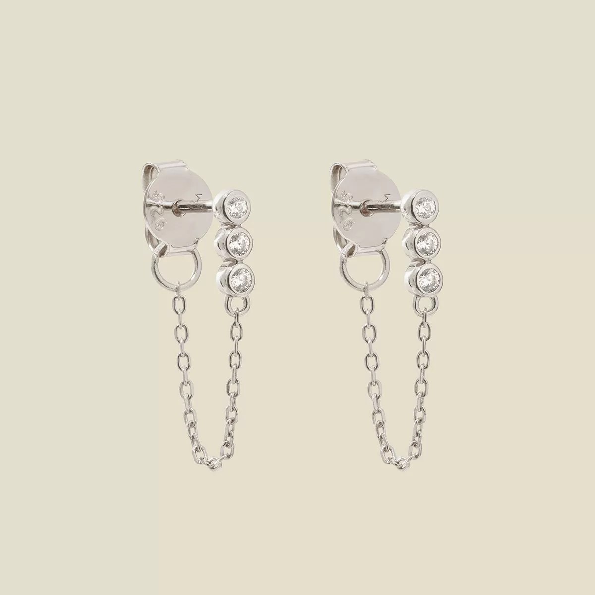 CZ Poppy Chain Huggie Studs