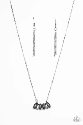 Deco Decadence Silver Smoky Gem Necklace - Paparazzi Accessories