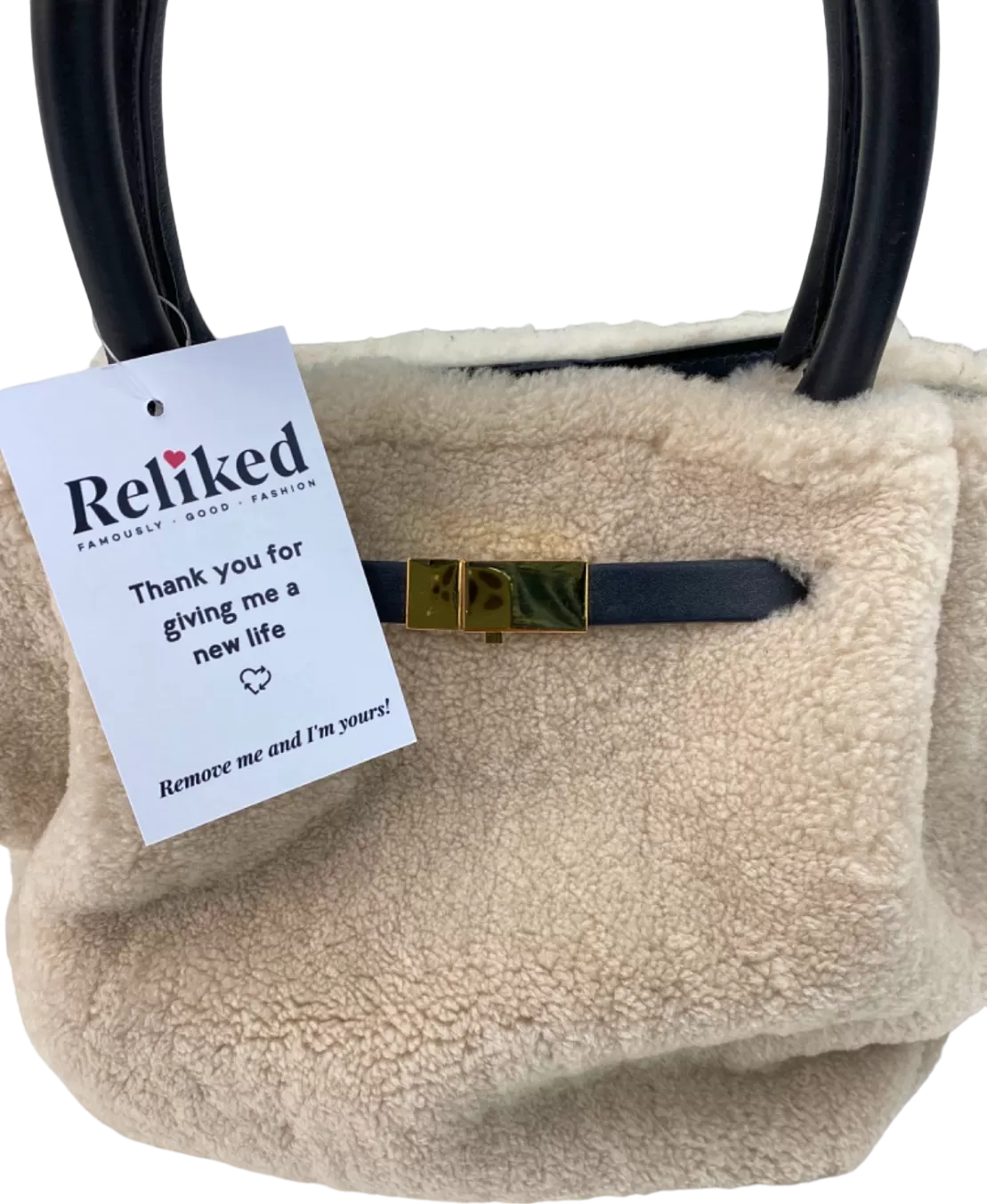 DeMellier Beige Shearling Tote Bag