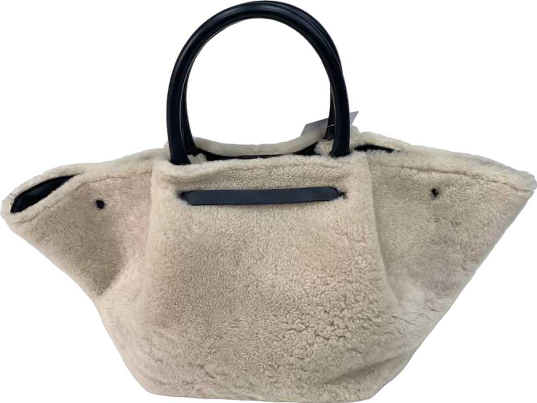 DeMellier Beige Shearling Tote Bag