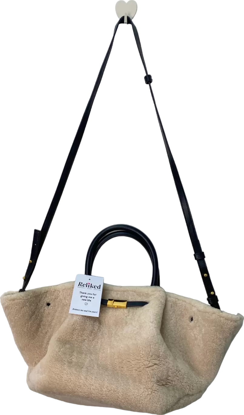 DeMellier Beige Shearling Tote Bag