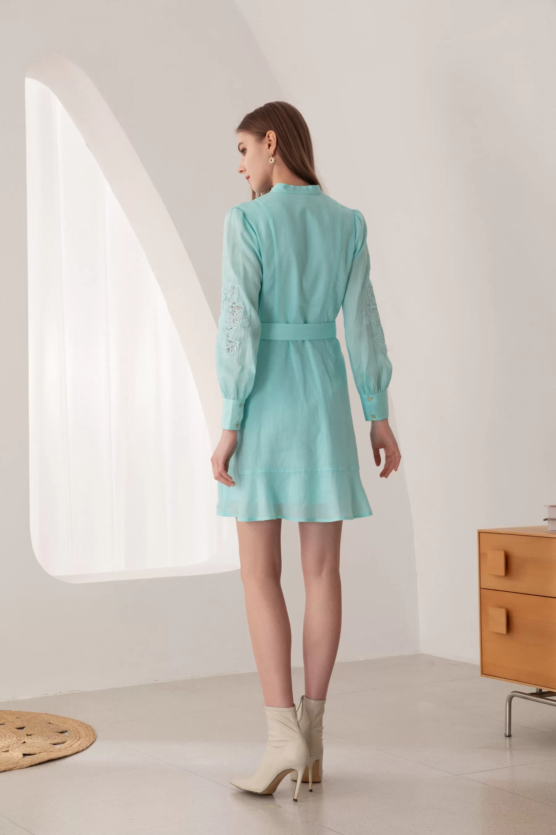 Denize Mini Embroidered Dress - Aqua - GDS