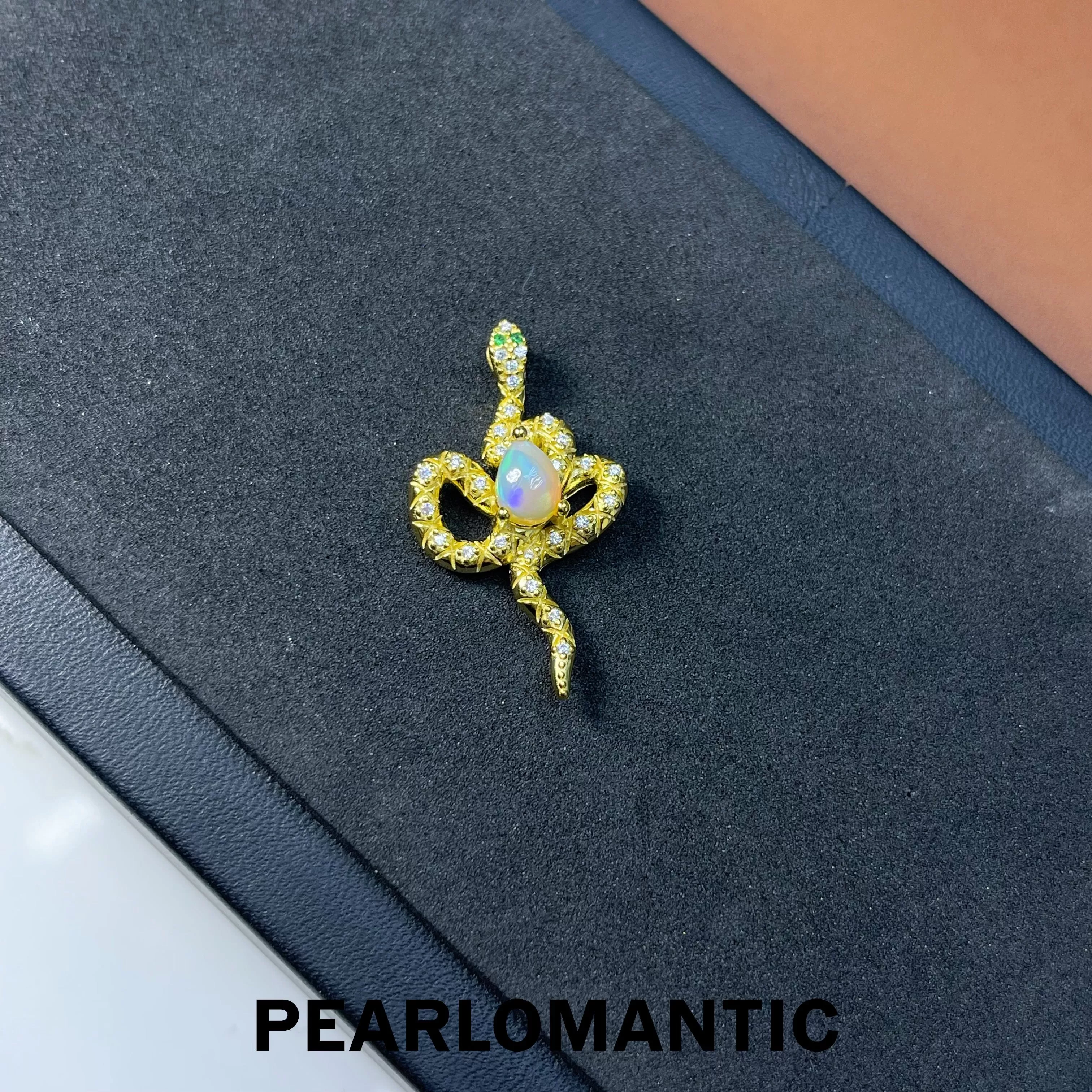 [Designer's Choice] Opal 1ct   Zircon Snake Design Pendant w/ S925 Gold Plated