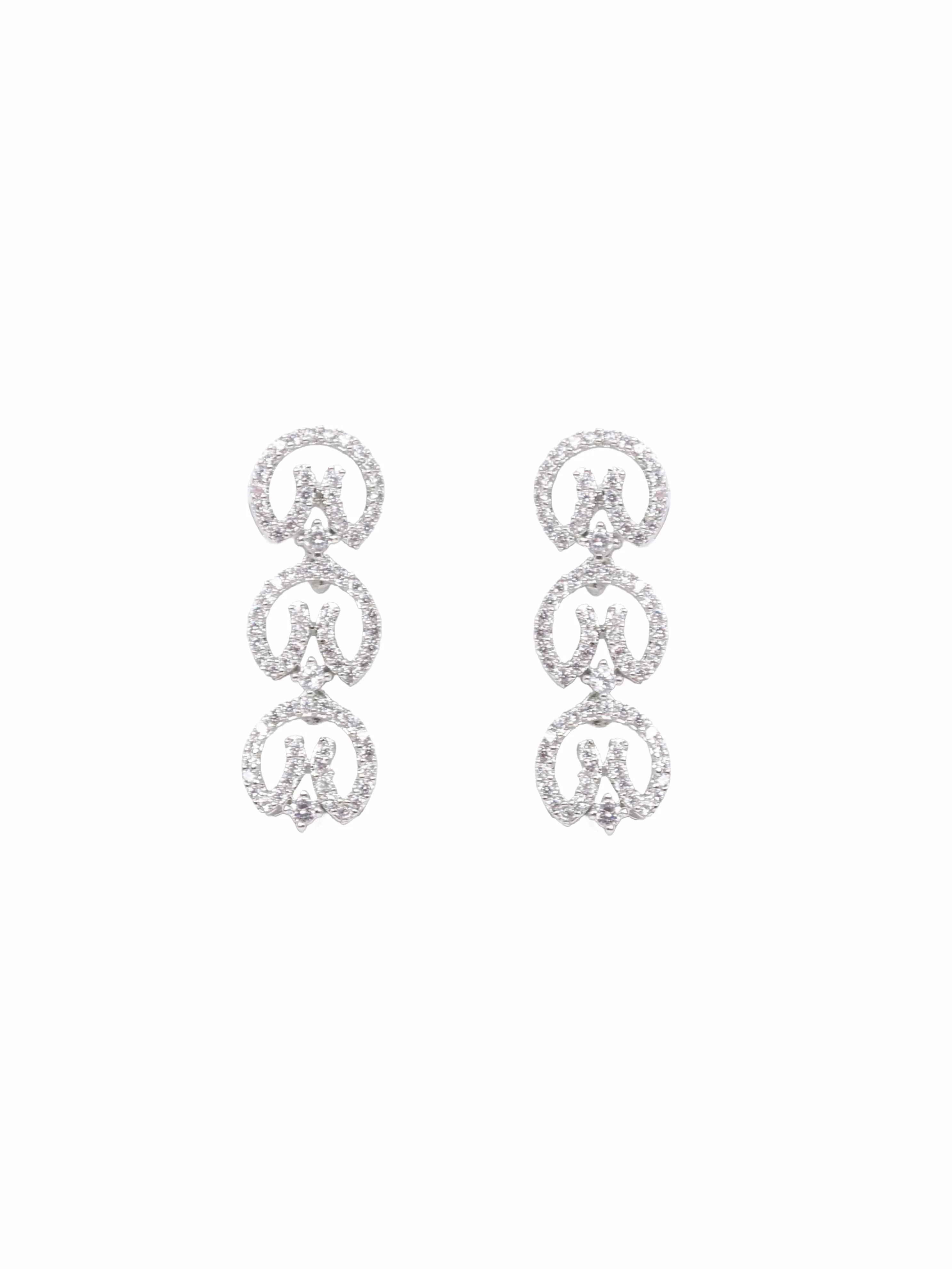 Diamond Silver Pendant Set With Earrings