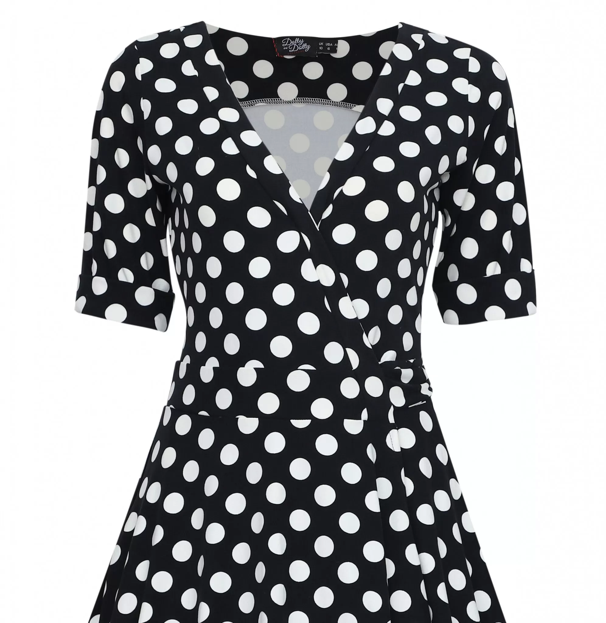 Dolly And Dotty Retro Inspired Black Polka Wrap Dress