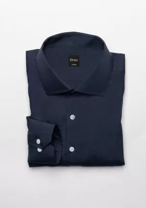 Egyptian Navy Blue Light Weight 80's Poplin Shirt - Classic Collar