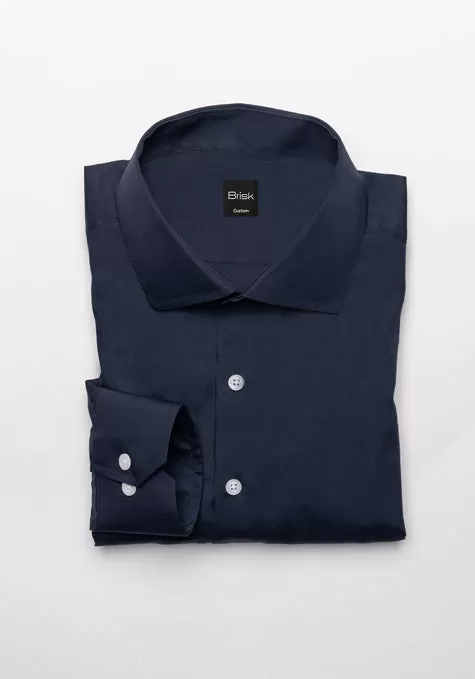 Egyptian Navy Blue Light Weight 80's Poplin Shirt - Classic Collar