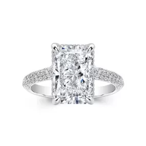 Elongated Radiant Cut Diamond Engagement Rings, Lab Grown