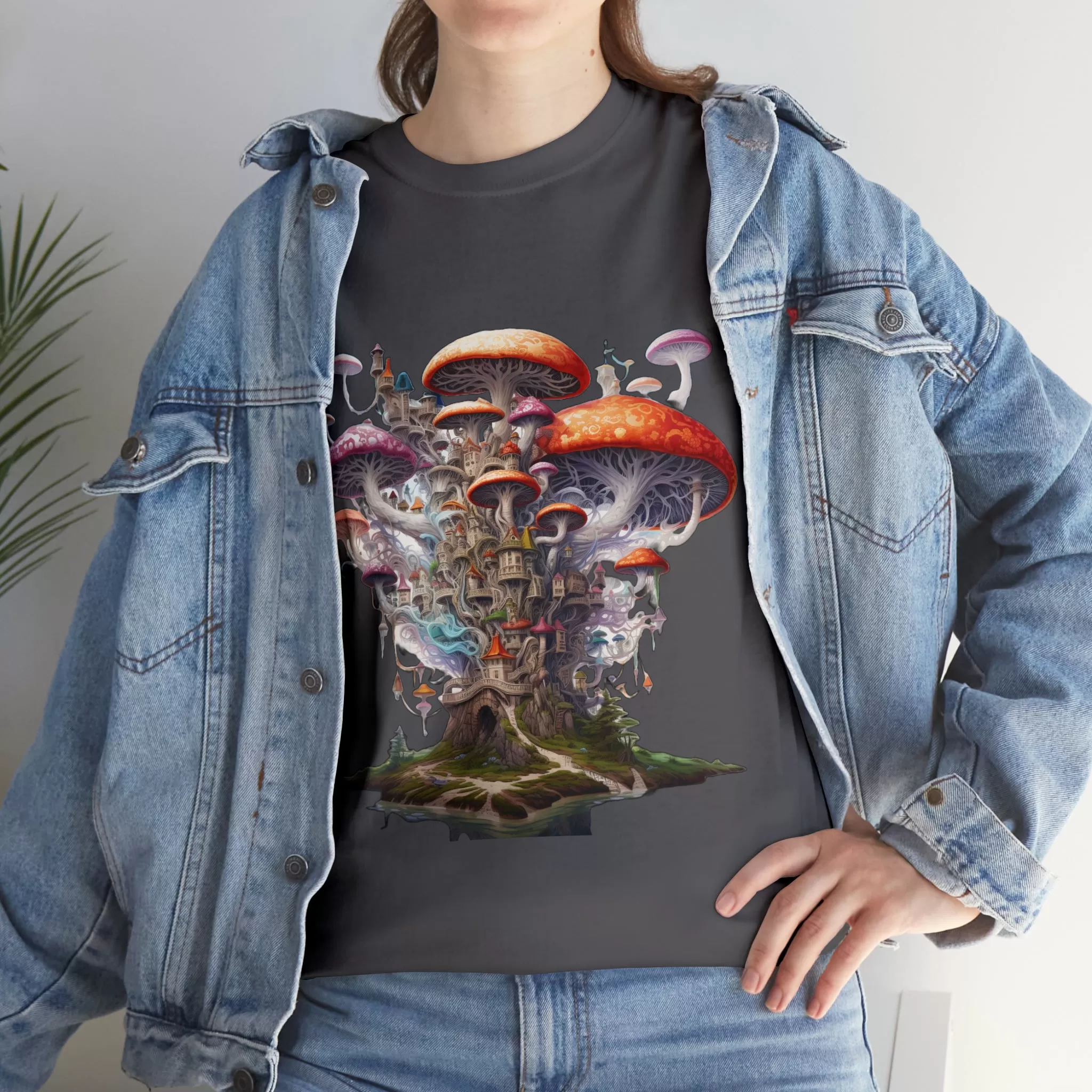 Enchanting Mushroom City Island - Heavy Cotton Tee Shirt