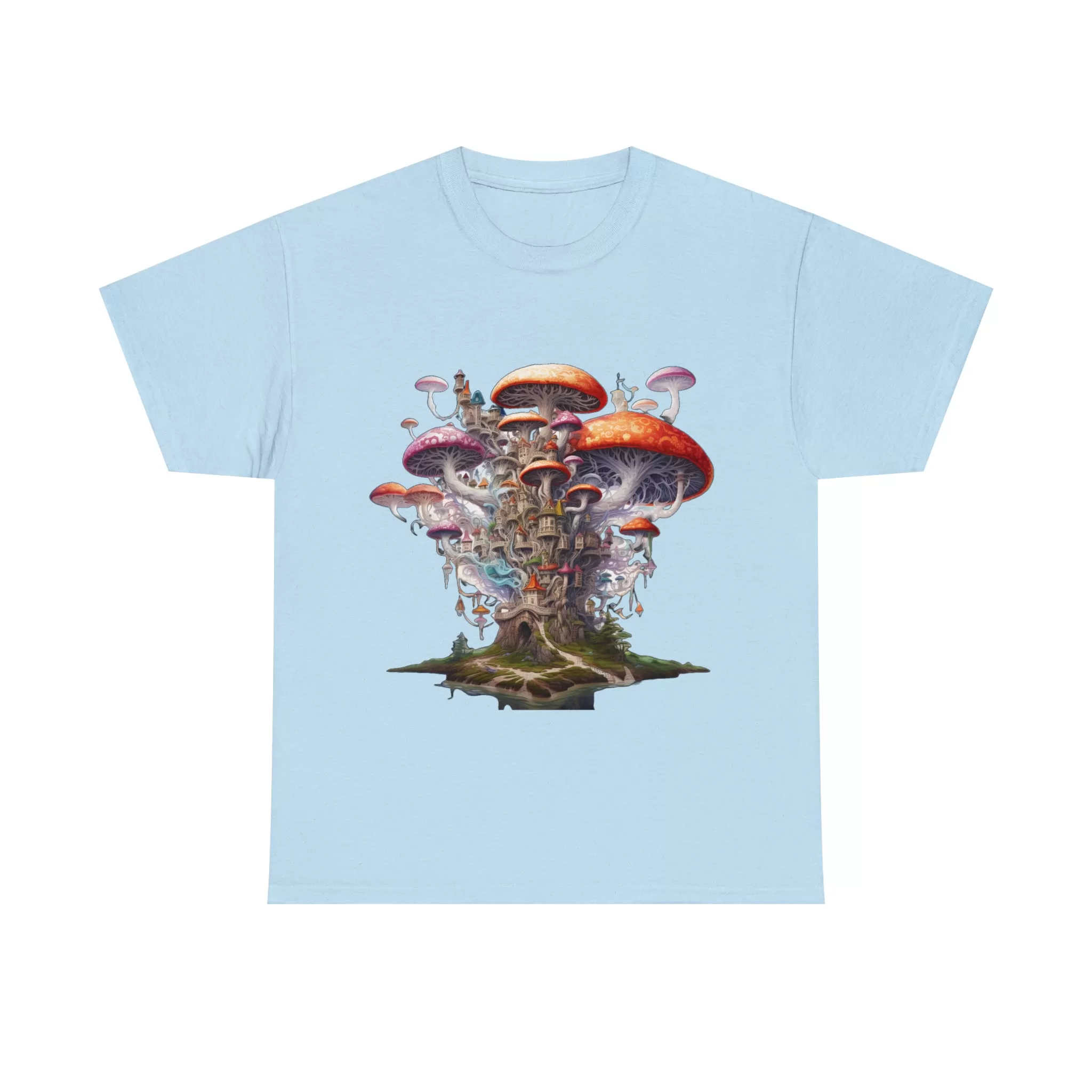 Enchanting Mushroom City Island - Heavy Cotton Tee Shirt