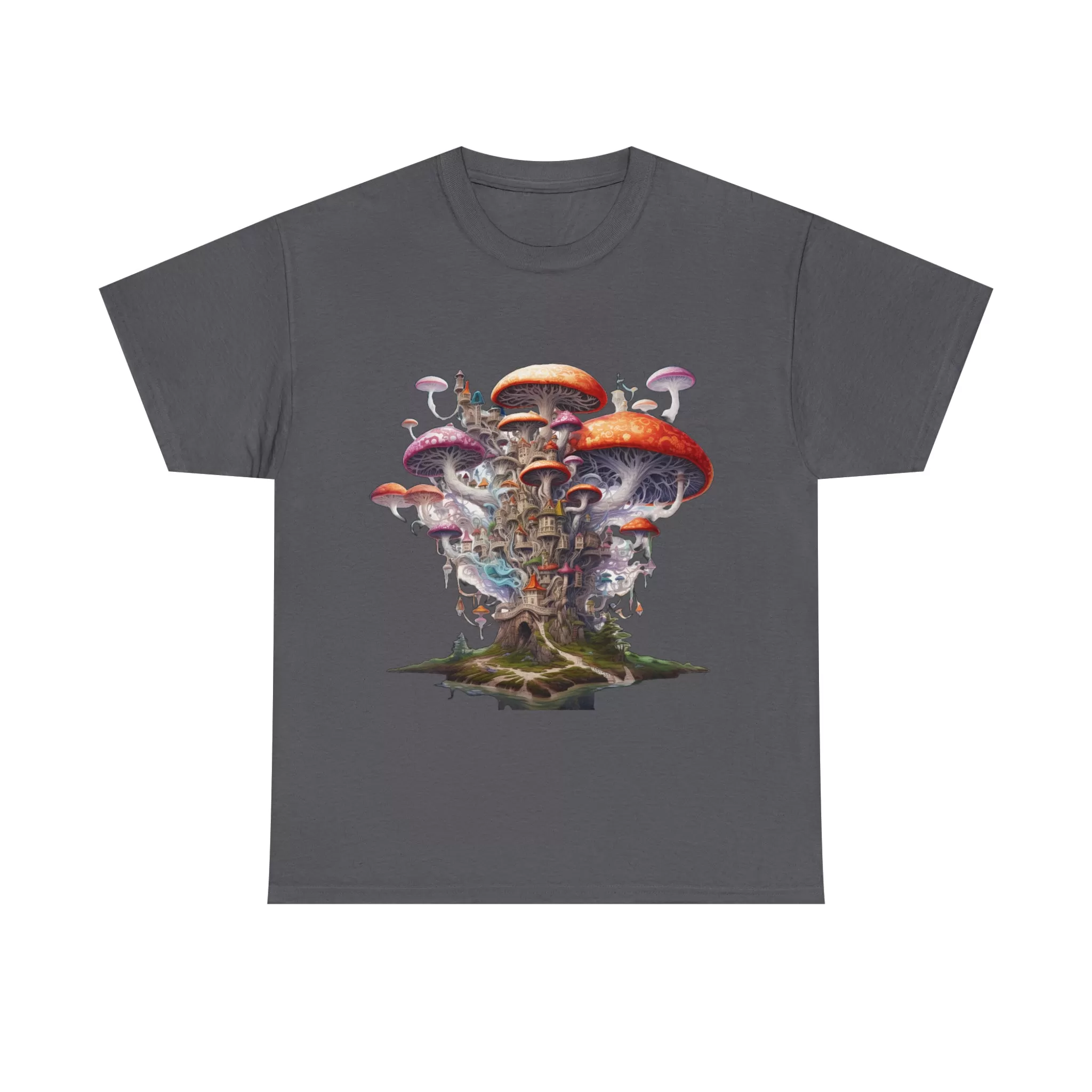 Enchanting Mushroom City Island - Heavy Cotton Tee Shirt