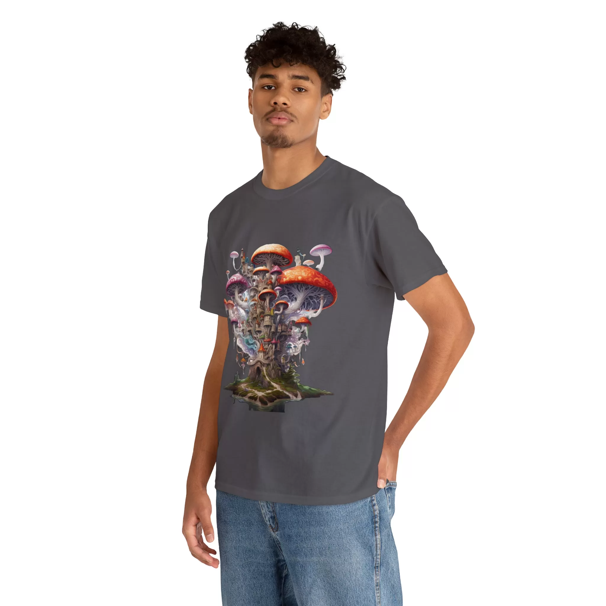 Enchanting Mushroom City Island - Heavy Cotton Tee Shirt