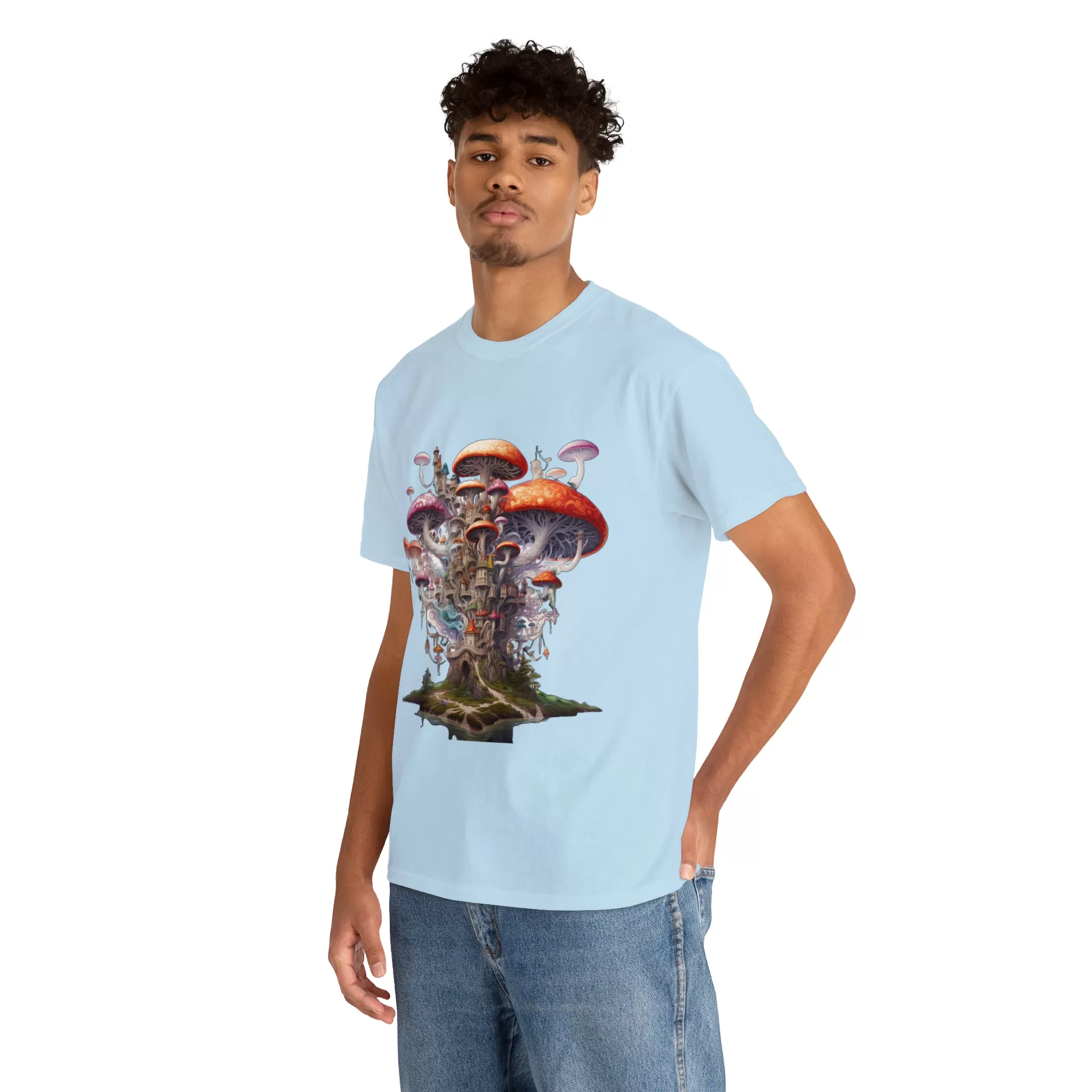 Enchanting Mushroom City Island - Heavy Cotton Tee Shirt