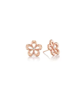 Eyelet Flower Earrings, Rose Gold