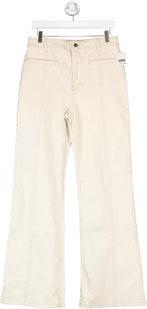 Free People Cream Firecracker Flare Star Pocket denim jeans In Ivory Combo W31