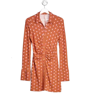 Free People Orange Shayla Polka Dot Button Front Dress UK S