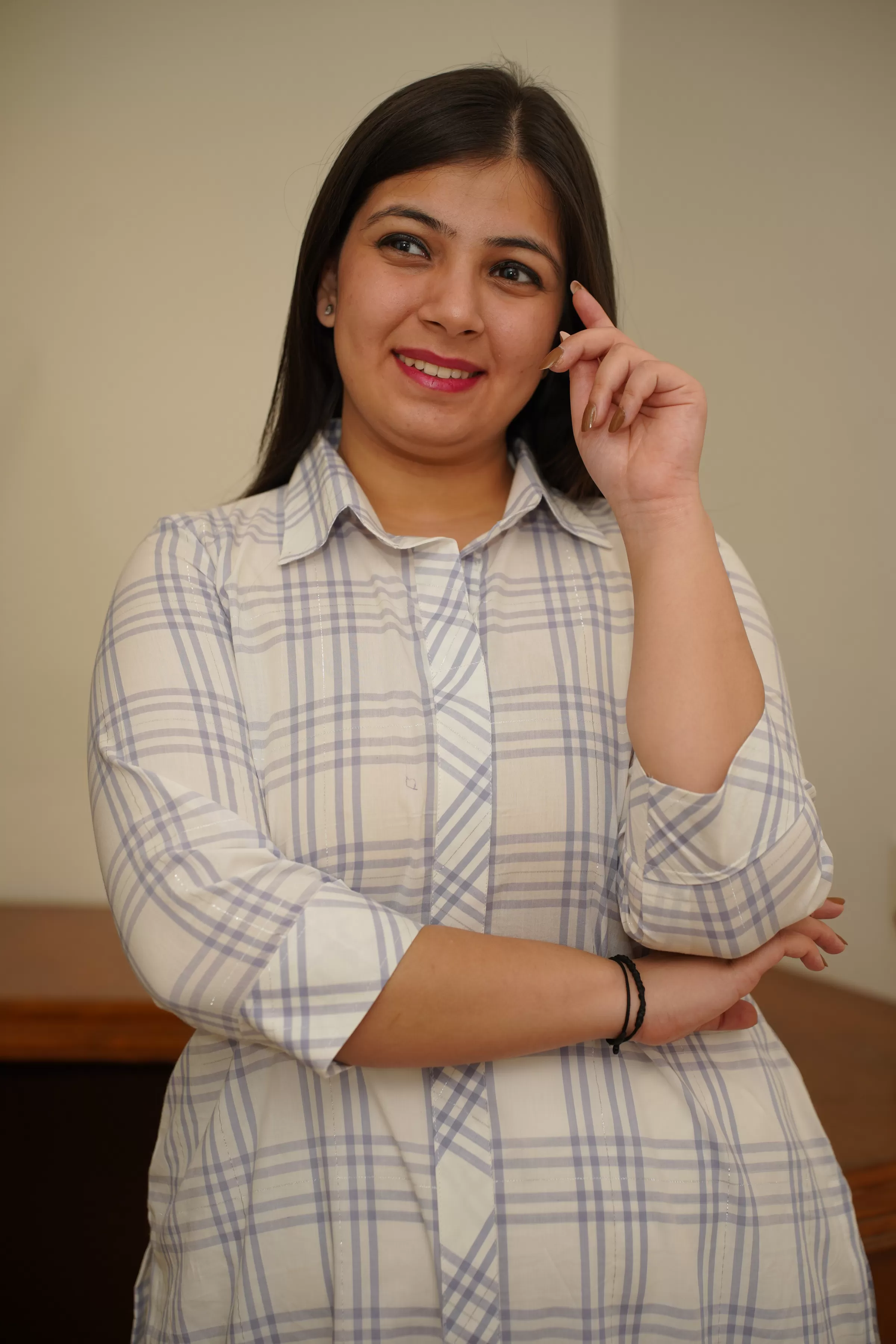 Frosty Silver Checked Kurta