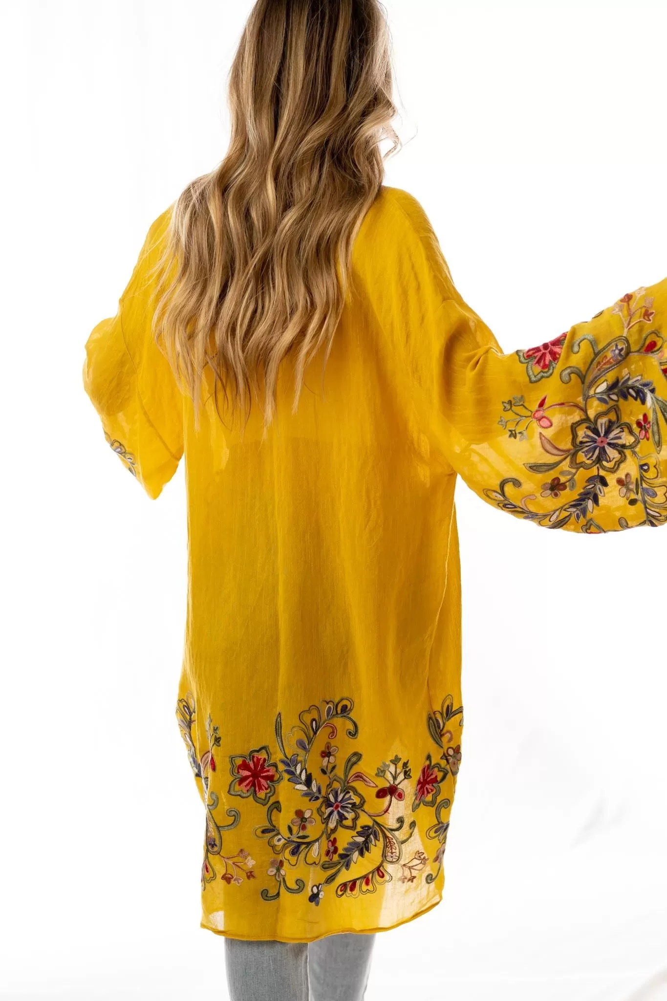 Fun In Florals Kimono - Mustard