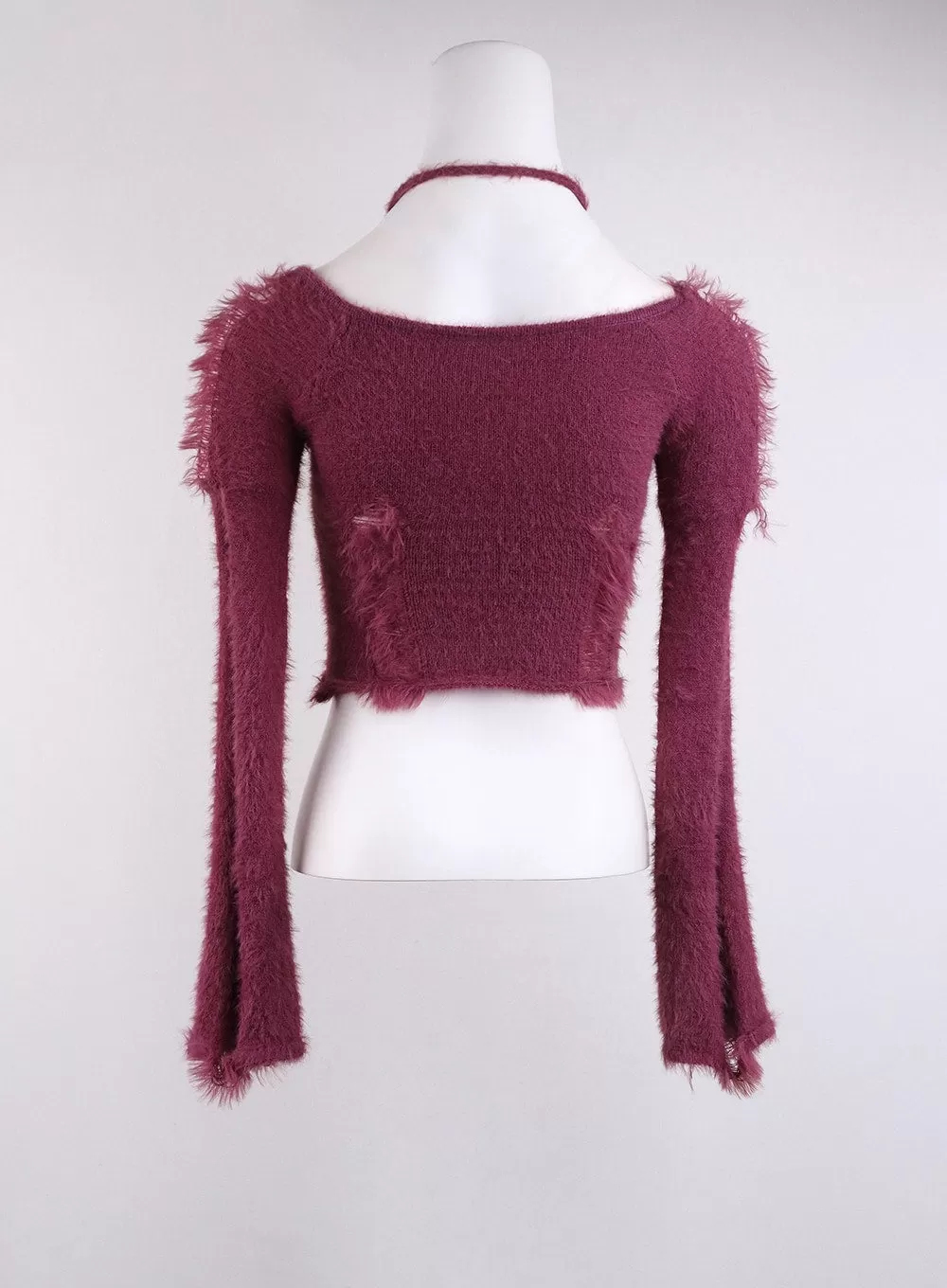 Fuzzy Ripped Crop Sweater CJ419