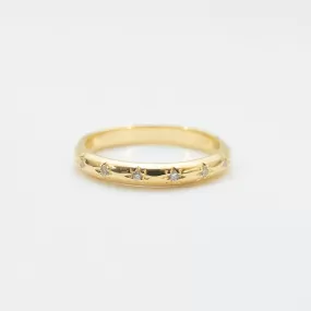 Gold Vermeil Star Set CZ Rounded Thin Band