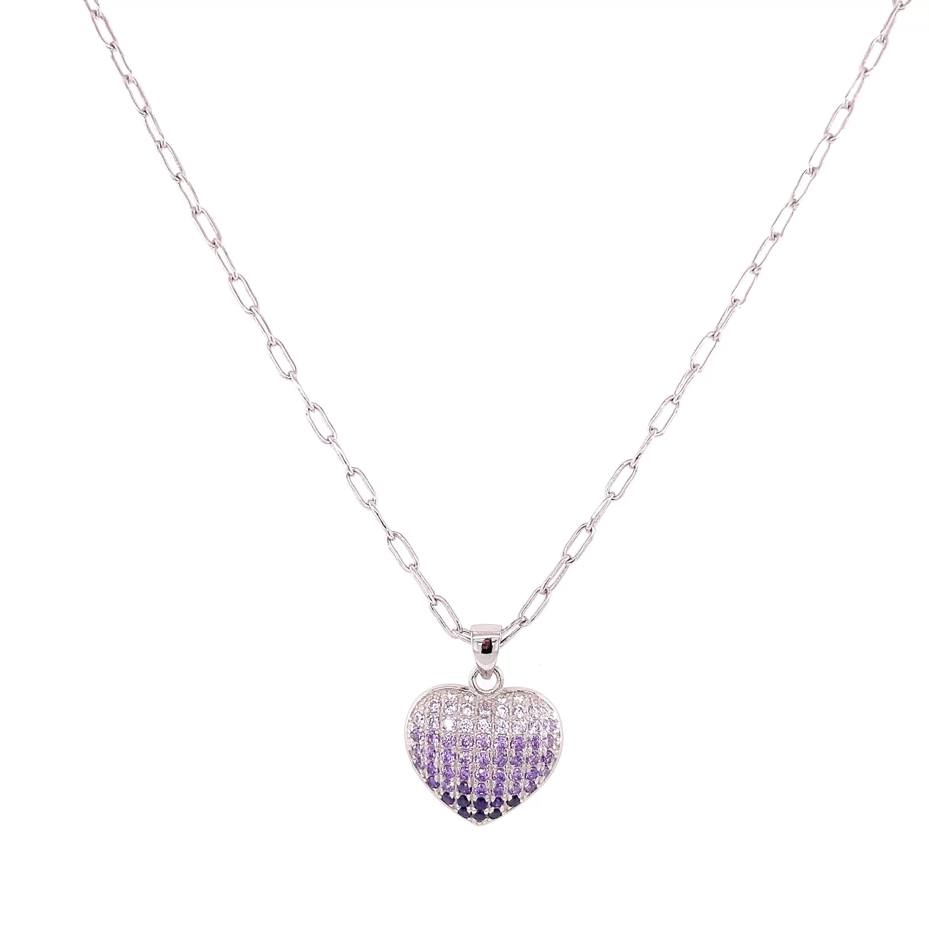 Gradient Purple Pave Heart Necklace