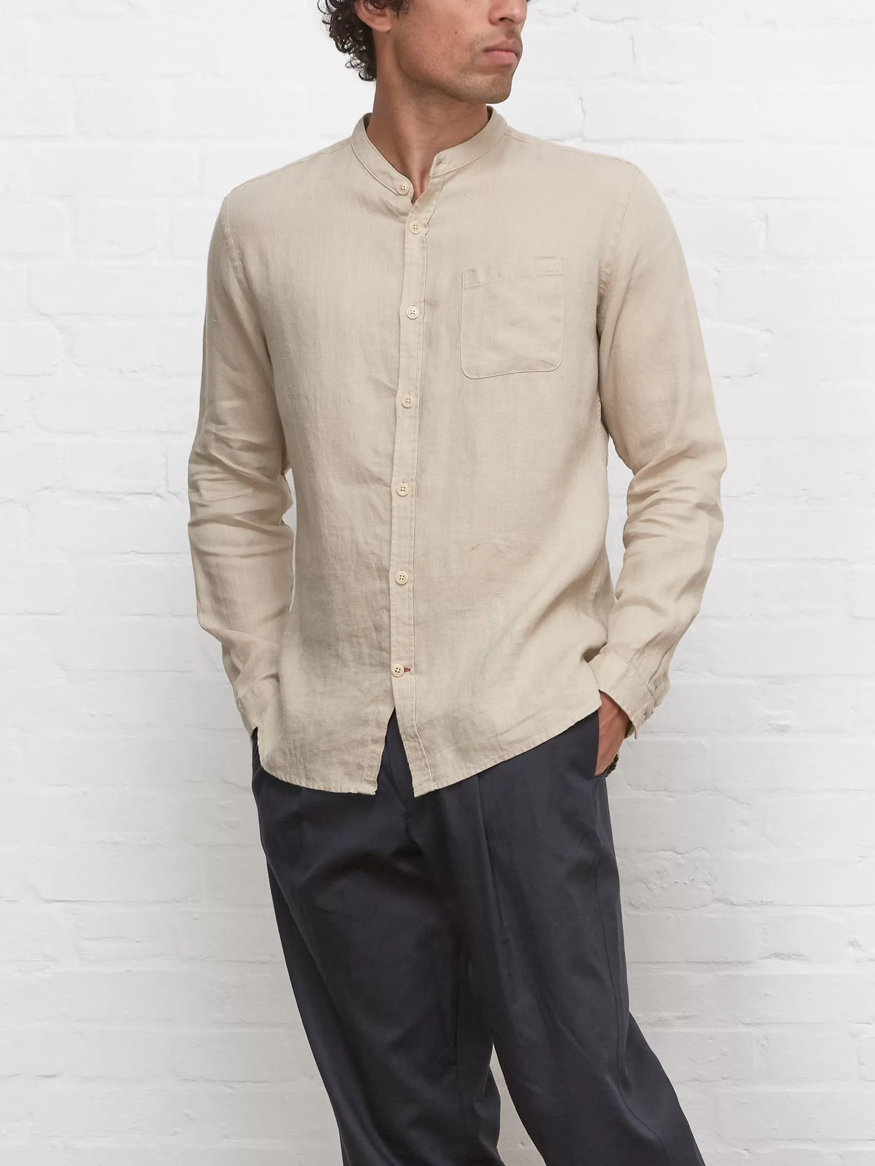 Grandad Shirt Padworth Beige