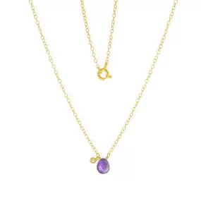 Handmade Short Gold Plated Silver Chain Necklace With Amethyst