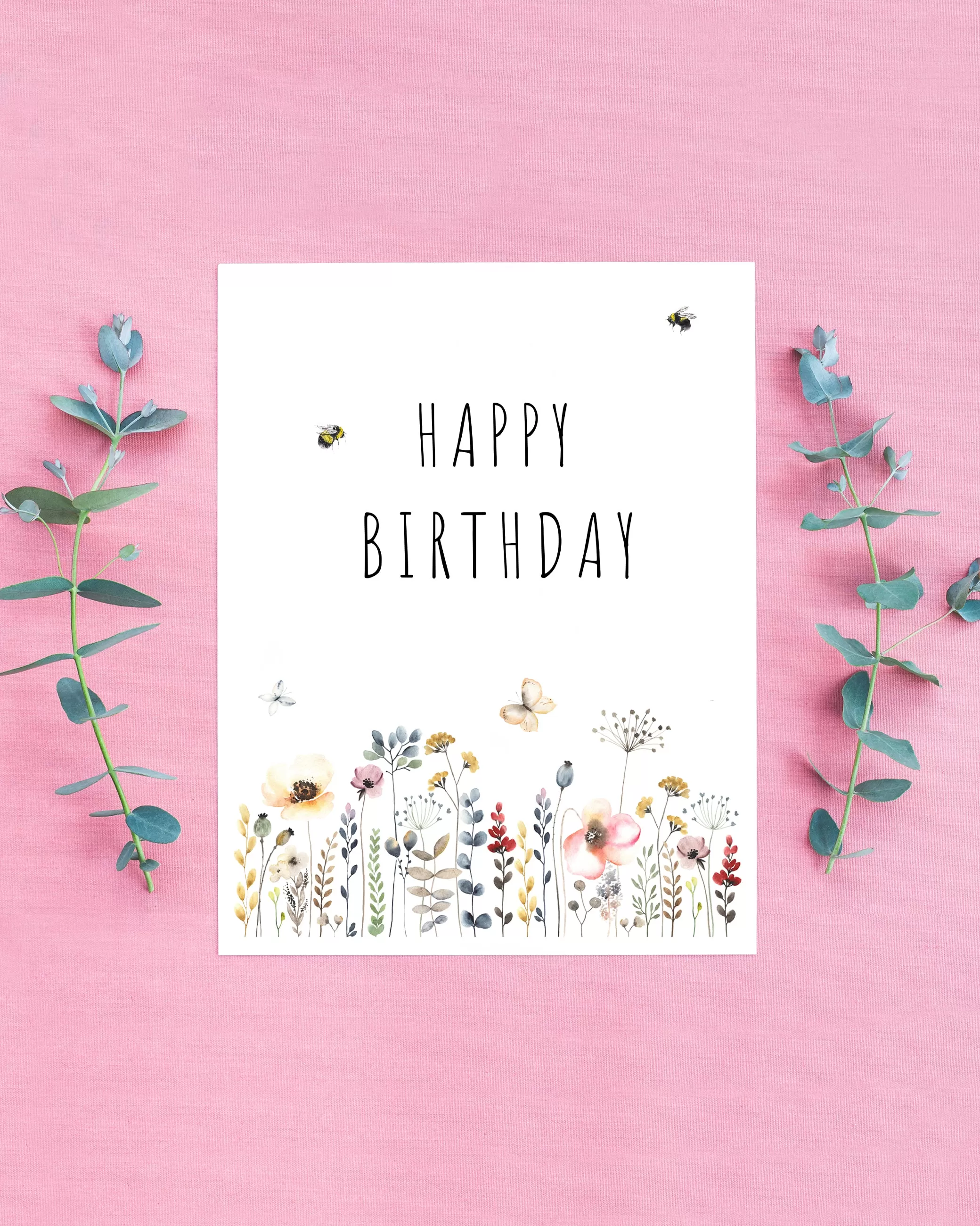 Happy Birthday Floral Wildflower Card