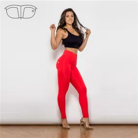 High Waist Red Knitted Leggings