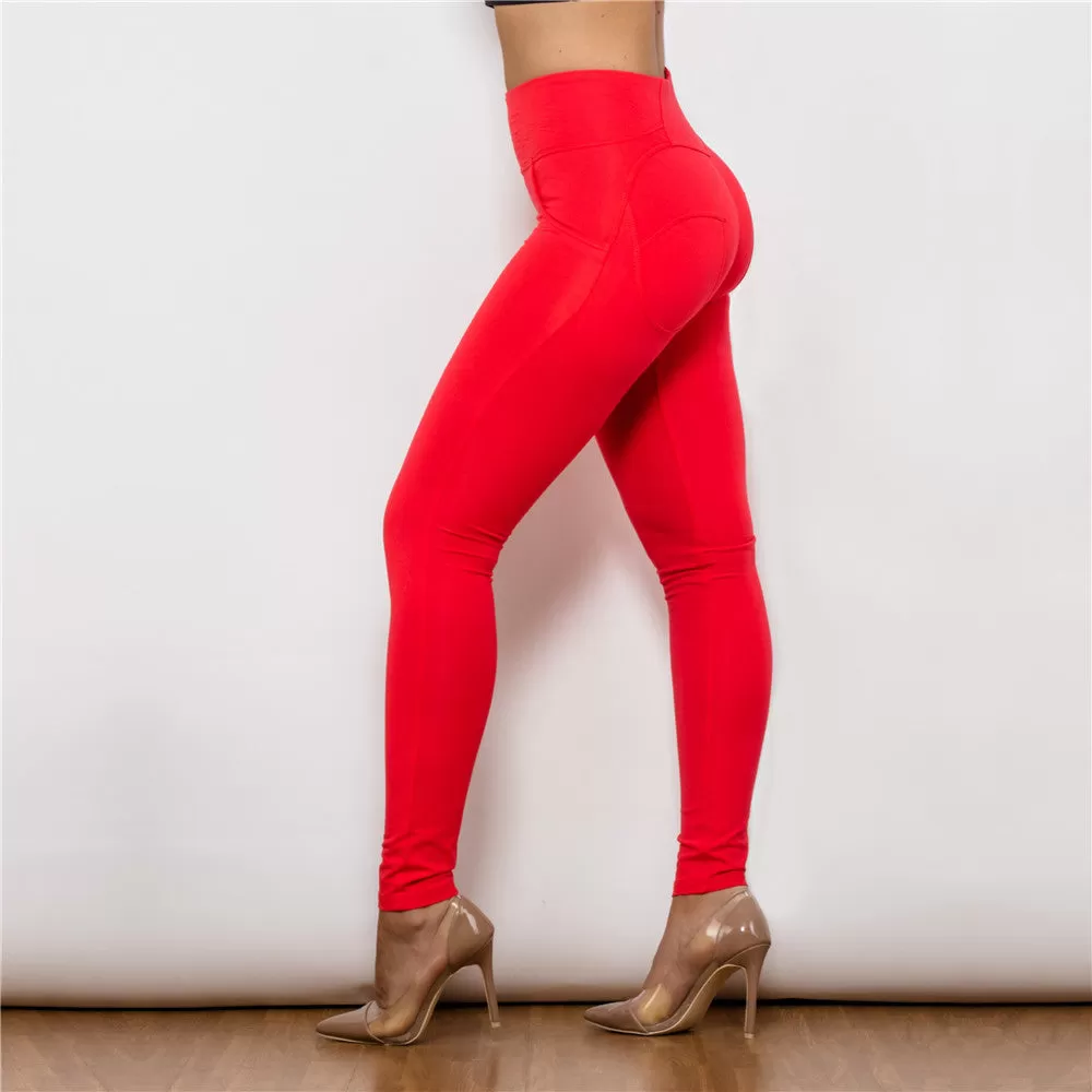 High Waist Red Knitted Leggings