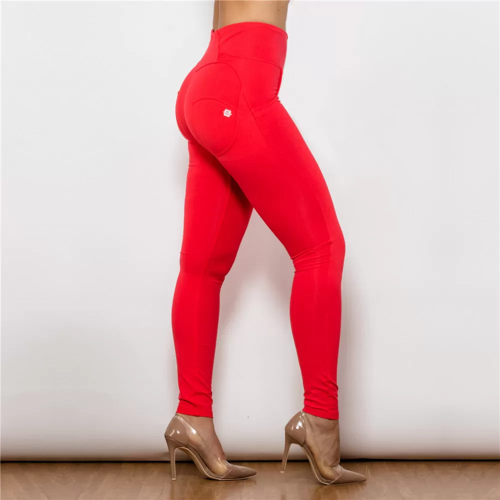 High Waist Red Knitted Leggings