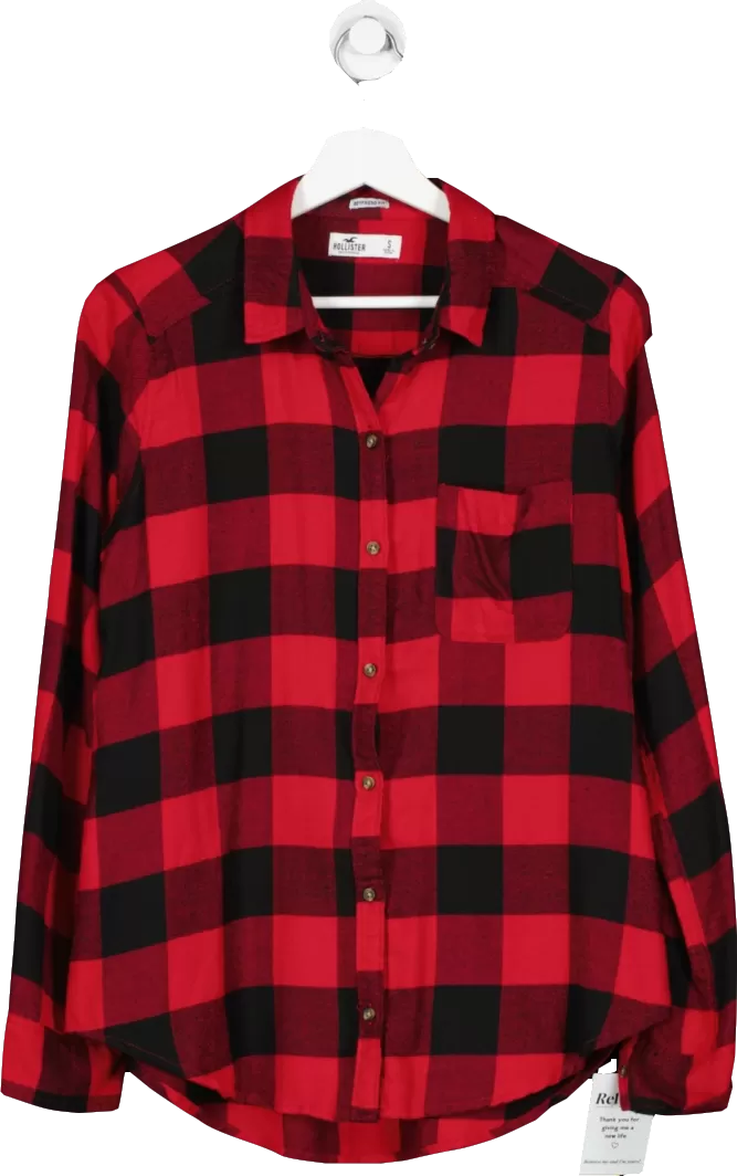 Hollister Red Button-through Flannel Shirt UK S