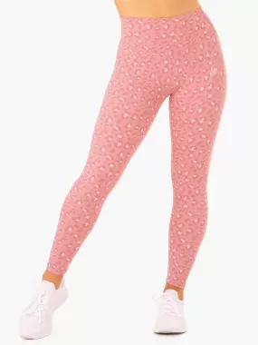 Hybrid Full Length Leggings - Pink Leopard