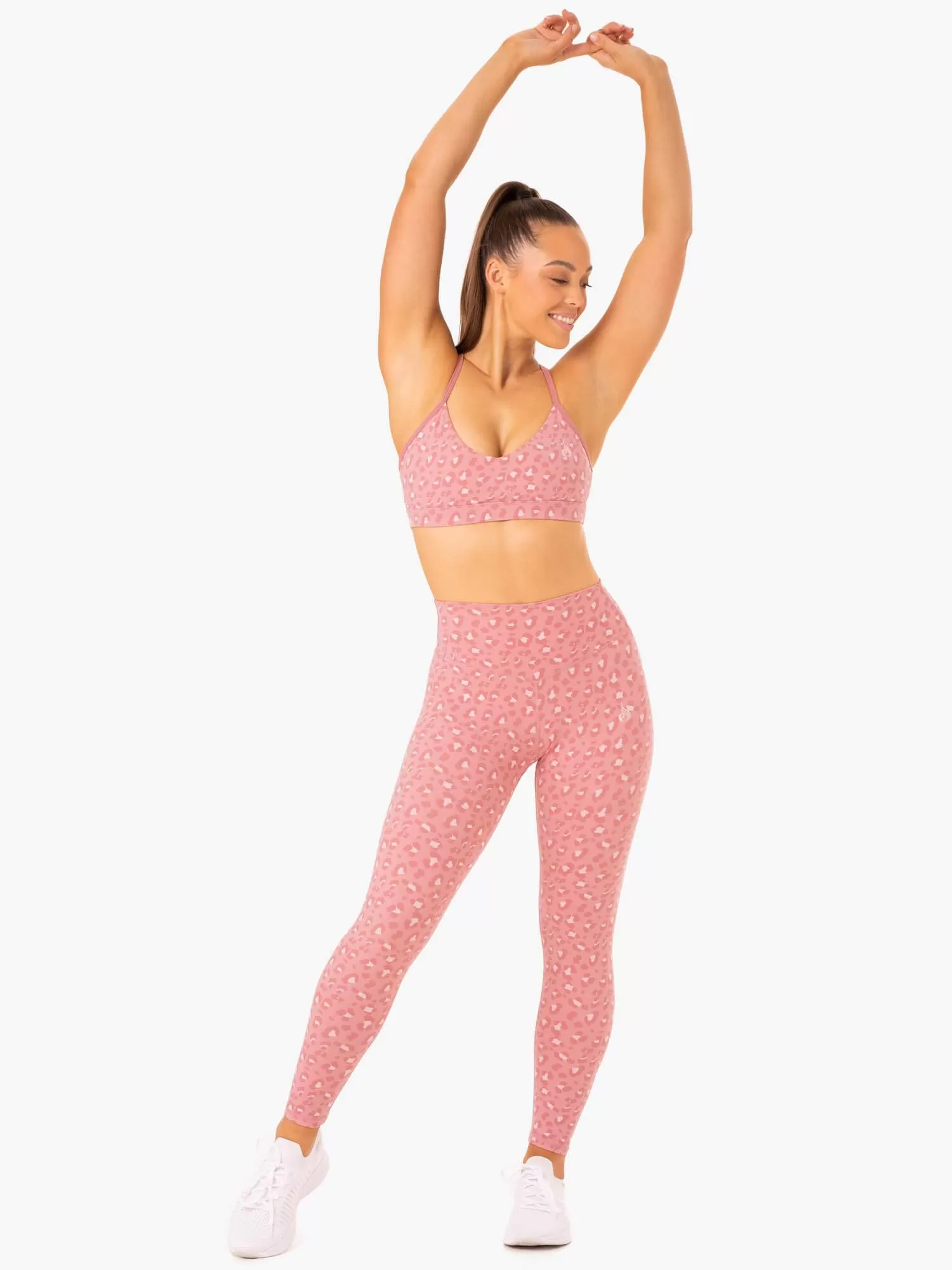 Hybrid Full Length Leggings - Pink Leopard