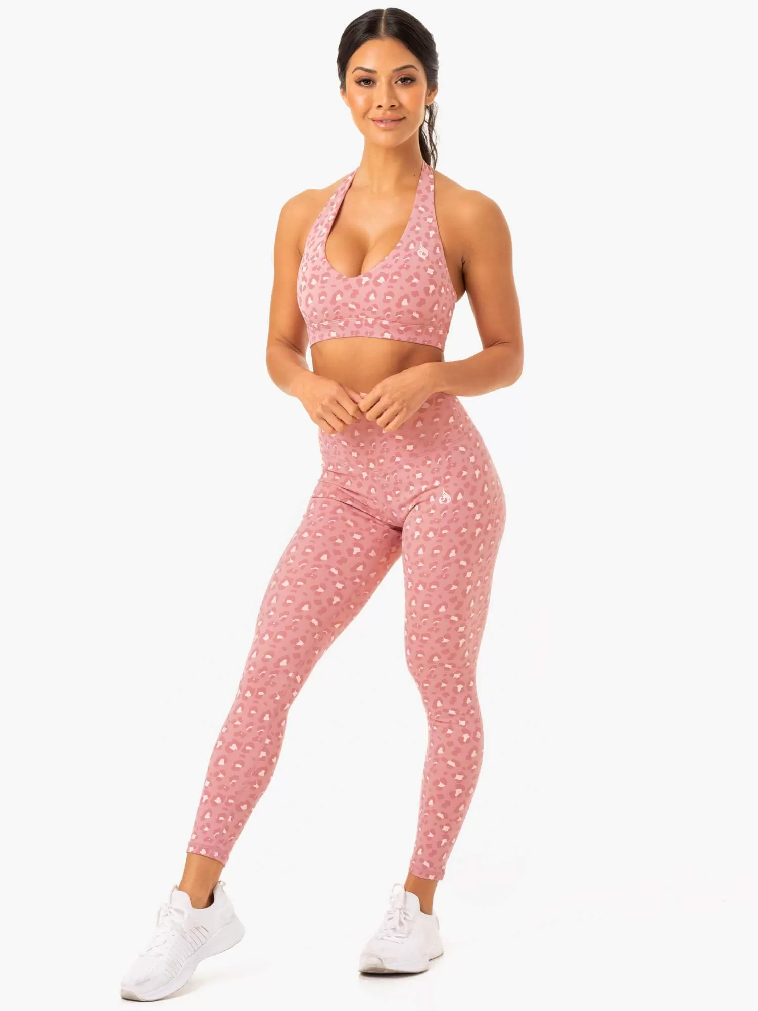 Hybrid Full Length Leggings - Pink Leopard