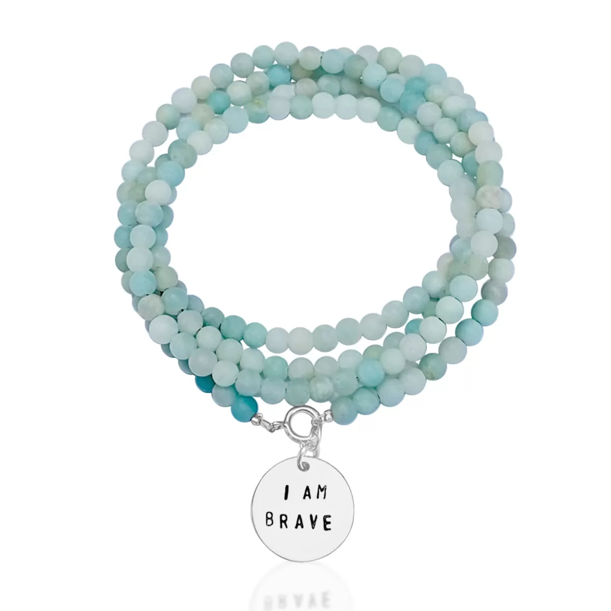 I am Brave Affirmation Wrap Bracelet with Amazonite for Courage