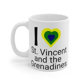 I Love St. Vincent and the Grenadines Ceramic Mug (11oz\15oz) - Yellow Heart