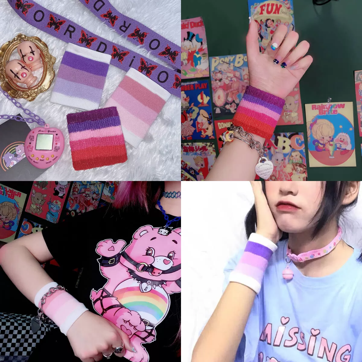 JAPANESE HARAJUKU INS RAINBOW STRIPE WRIST BAND BY77732