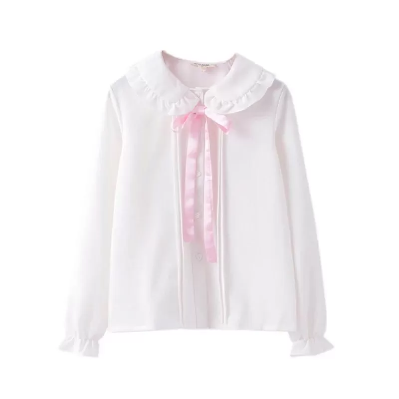 JAPANESE PINK BOW LONG SLEEVE SHIRT BY22096