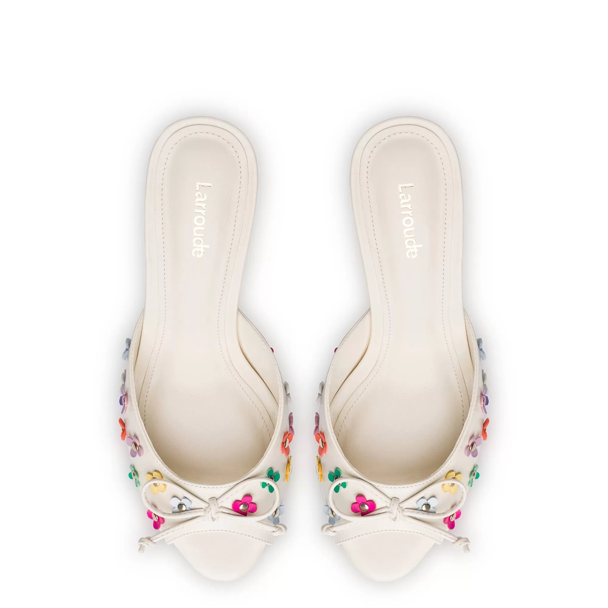 Jasmine Mule In Ivory and Multicolor Leather